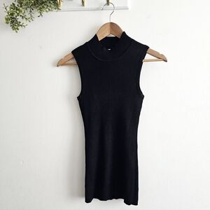 Pink Republic Black Ribbed Sleeveless Mock Neck Top M NWT